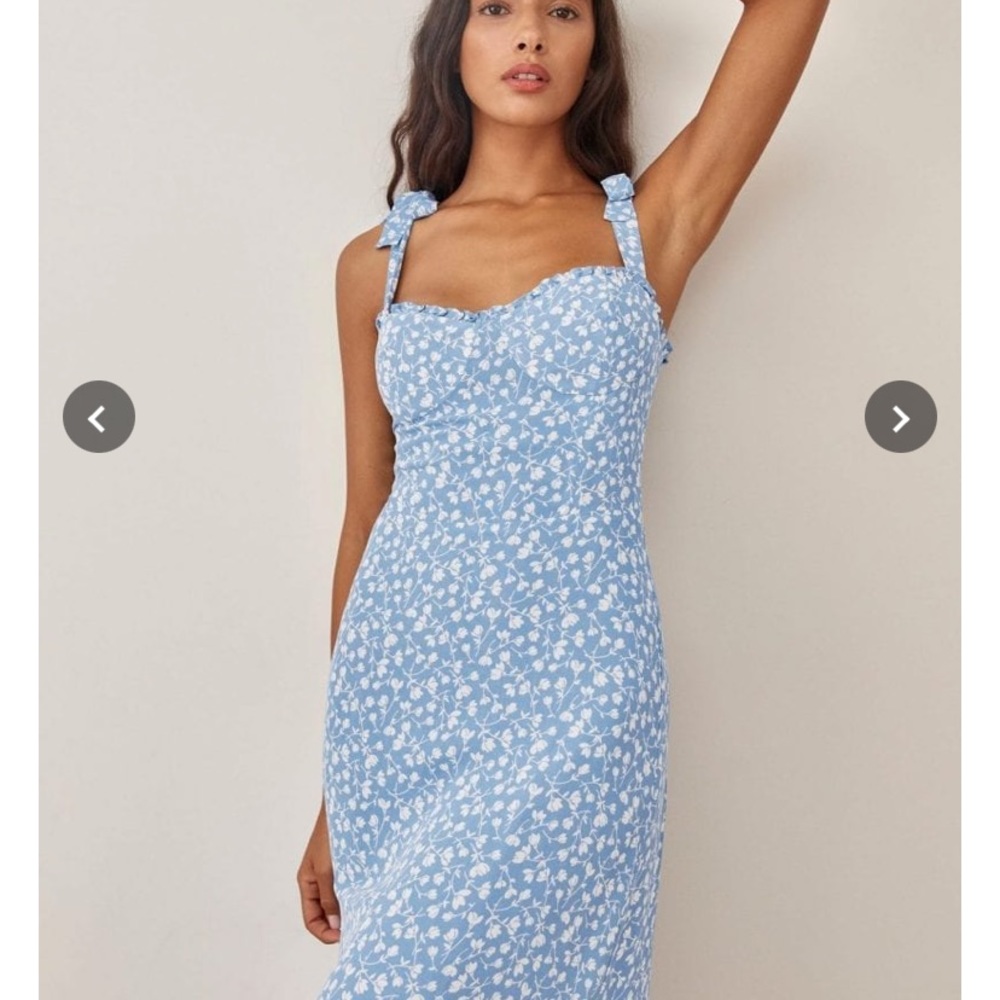 Reformation Blue Floral Midi Dress